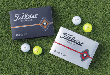 Picture of boxes of the Titleist Pro V1 golf balls from 2019