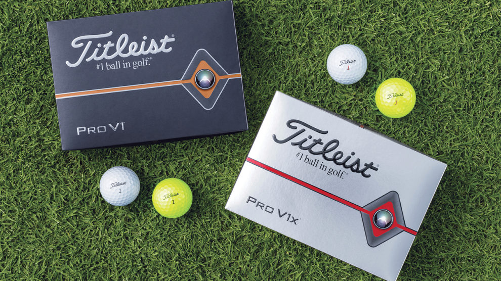 Picture of boxes of the Titleist Pro V1 golf balls from 2019