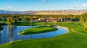 The 18th hole on the Dinah Shore Tournament Course at Mission Hills Country Club.