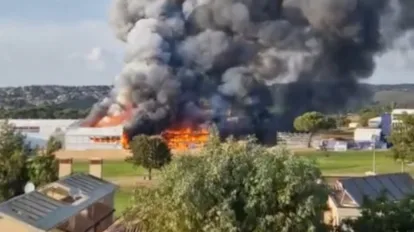 A fire at Marco Simone Golf and Country Club